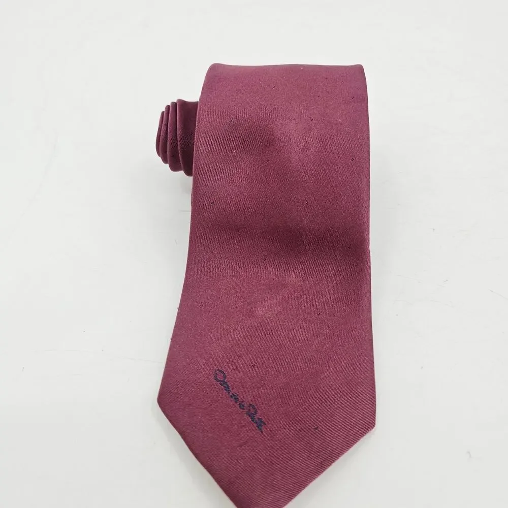 Oscar De La Renta Designer Tie Pink Mauve Navy Polka Dots Necktie 3X54 3743